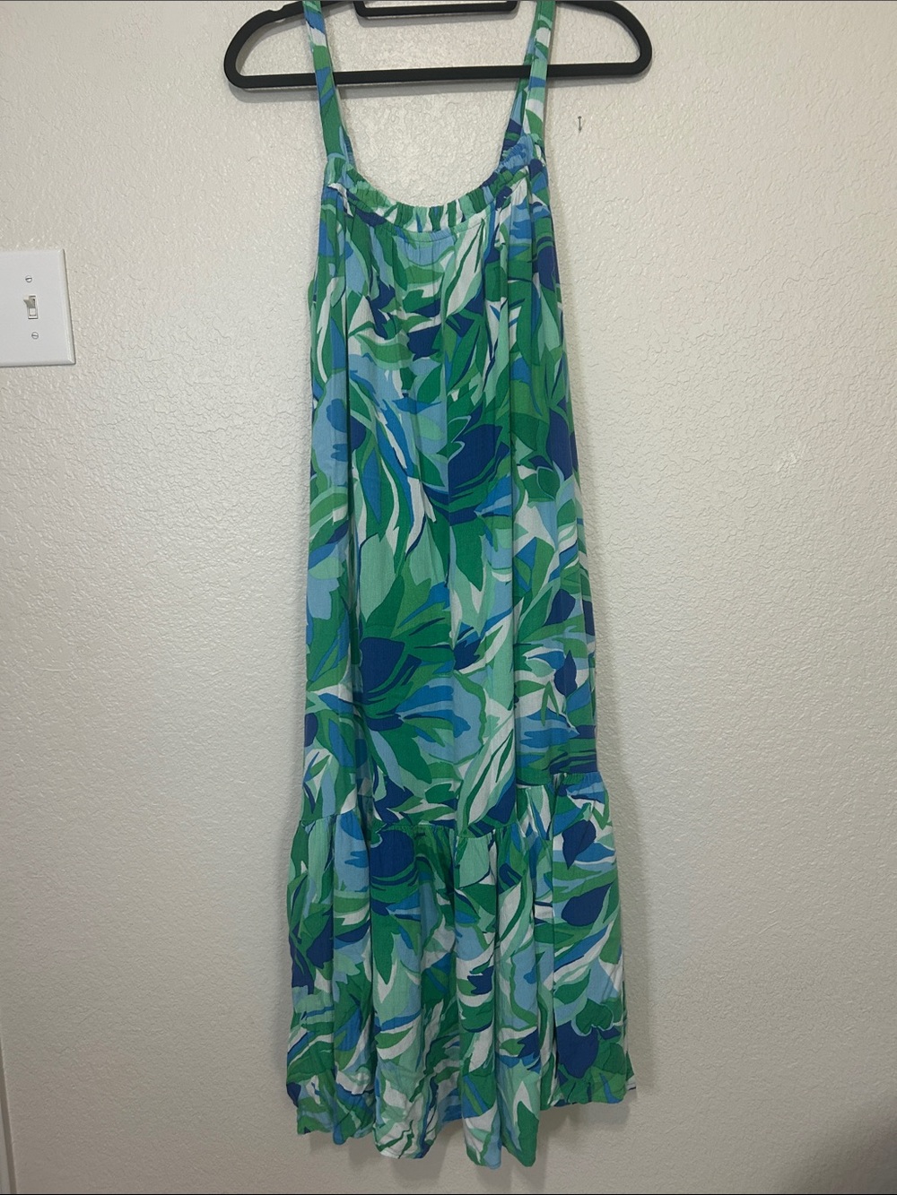 Goa Beachwear by Japna Green and Blue Floral Spaghetti-Strap Maxi Dress/Cover Up